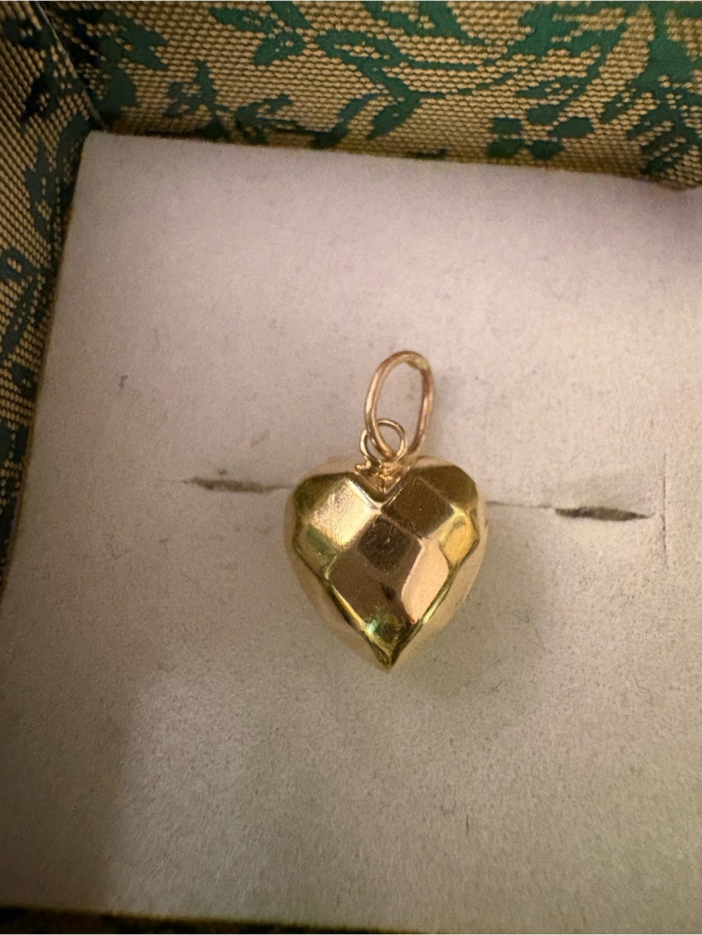 10K Gold Faceted Heart Pendant Charm for Women - Picture 2 of 4
